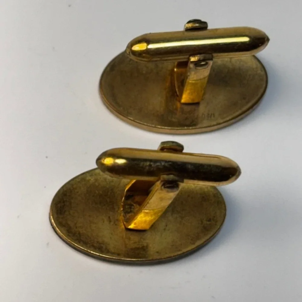 Vintage Cuff Links Lot Gold Tone Oval Round Mid Century Hickok